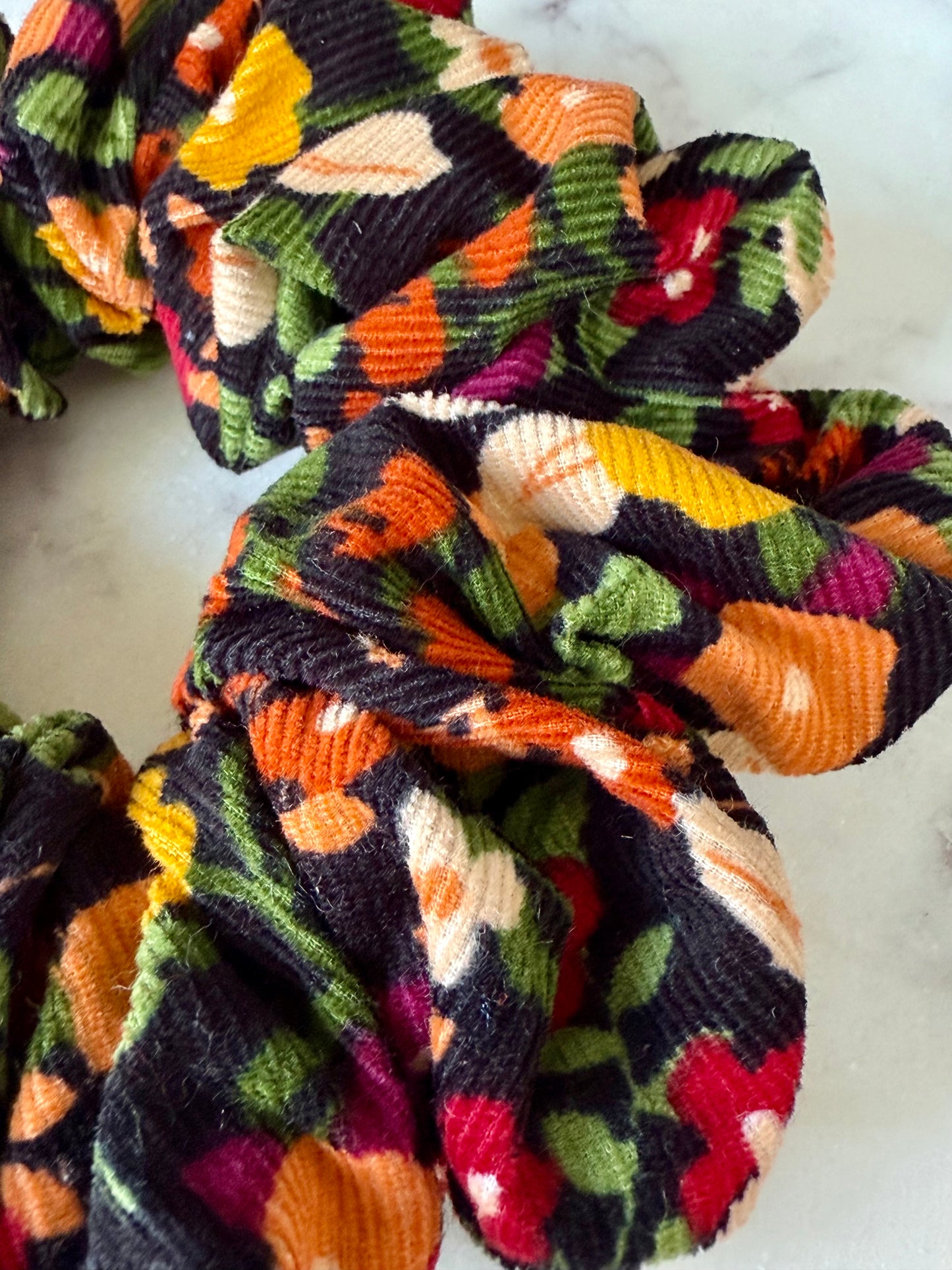 Maddison. | Corduroy Floral Print Scrunchie.
