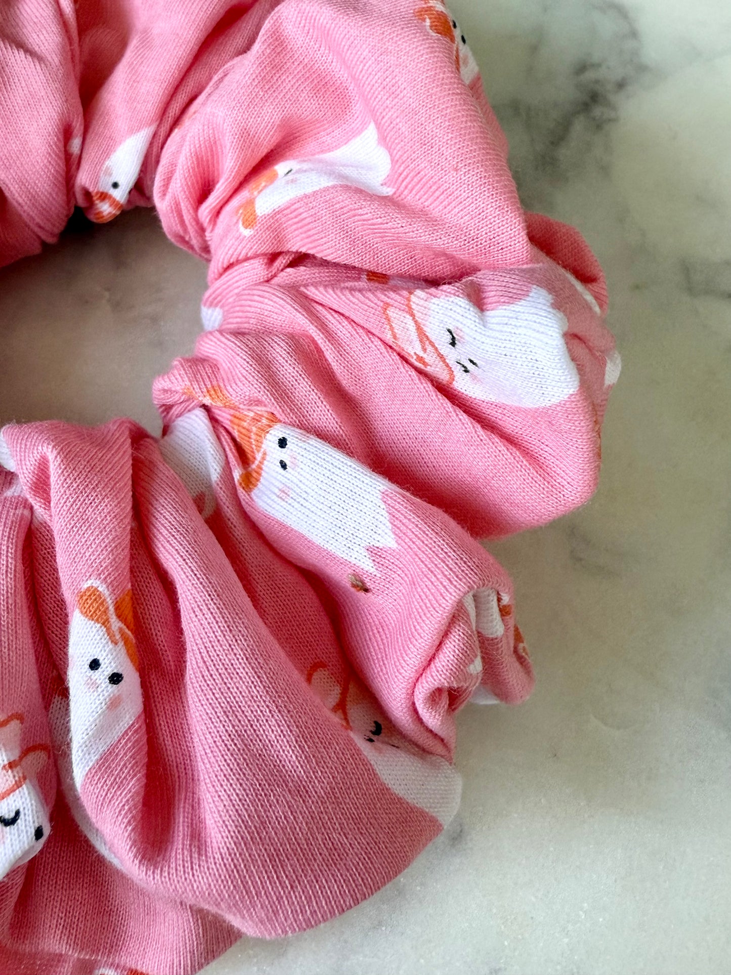 Grace | Jersey Cotton Pastel Pink Cowboy Ghost Print Scrunchie