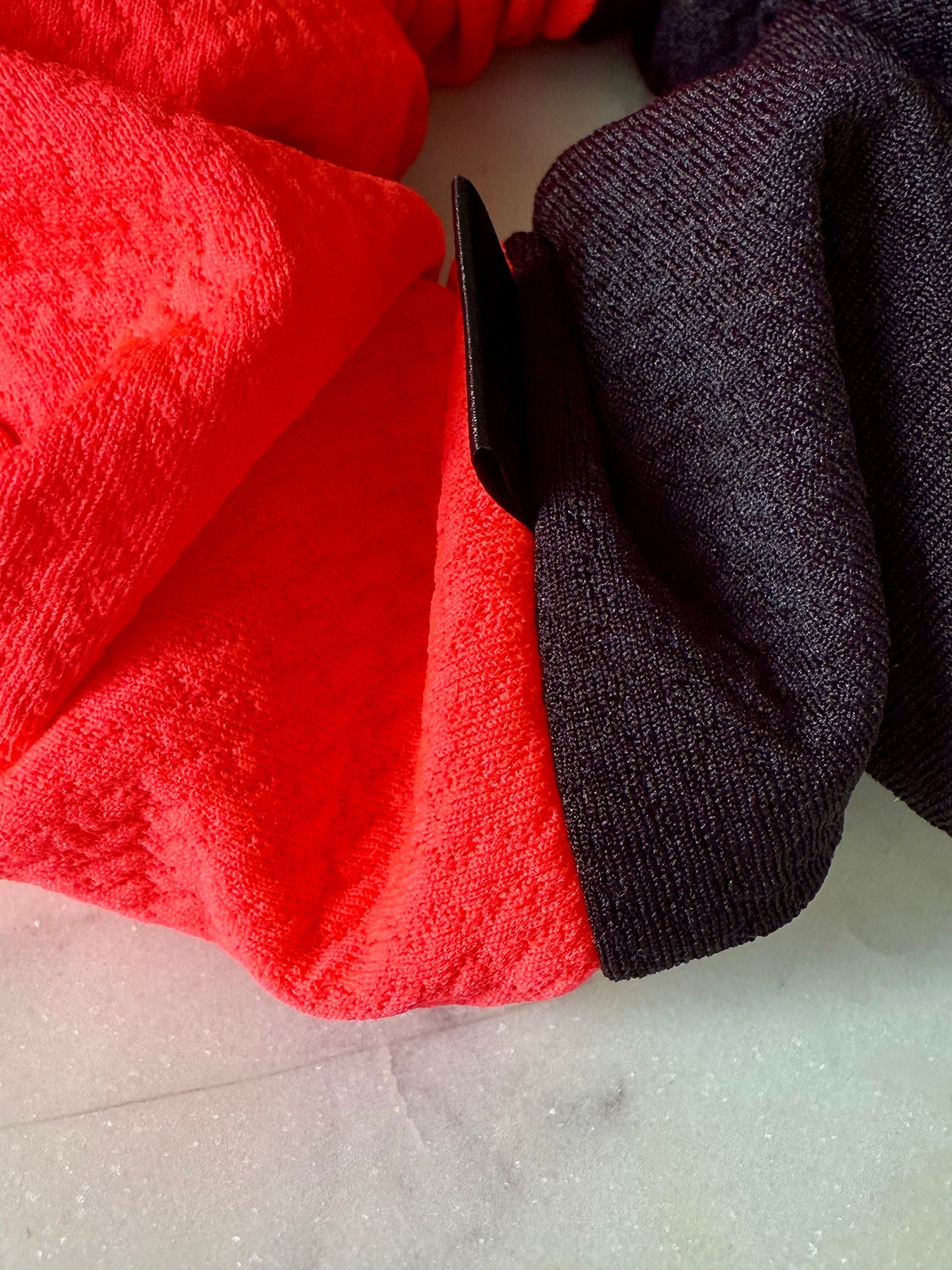 Rokia | Neon Orange and Black Bullet Fabric Scrunchie