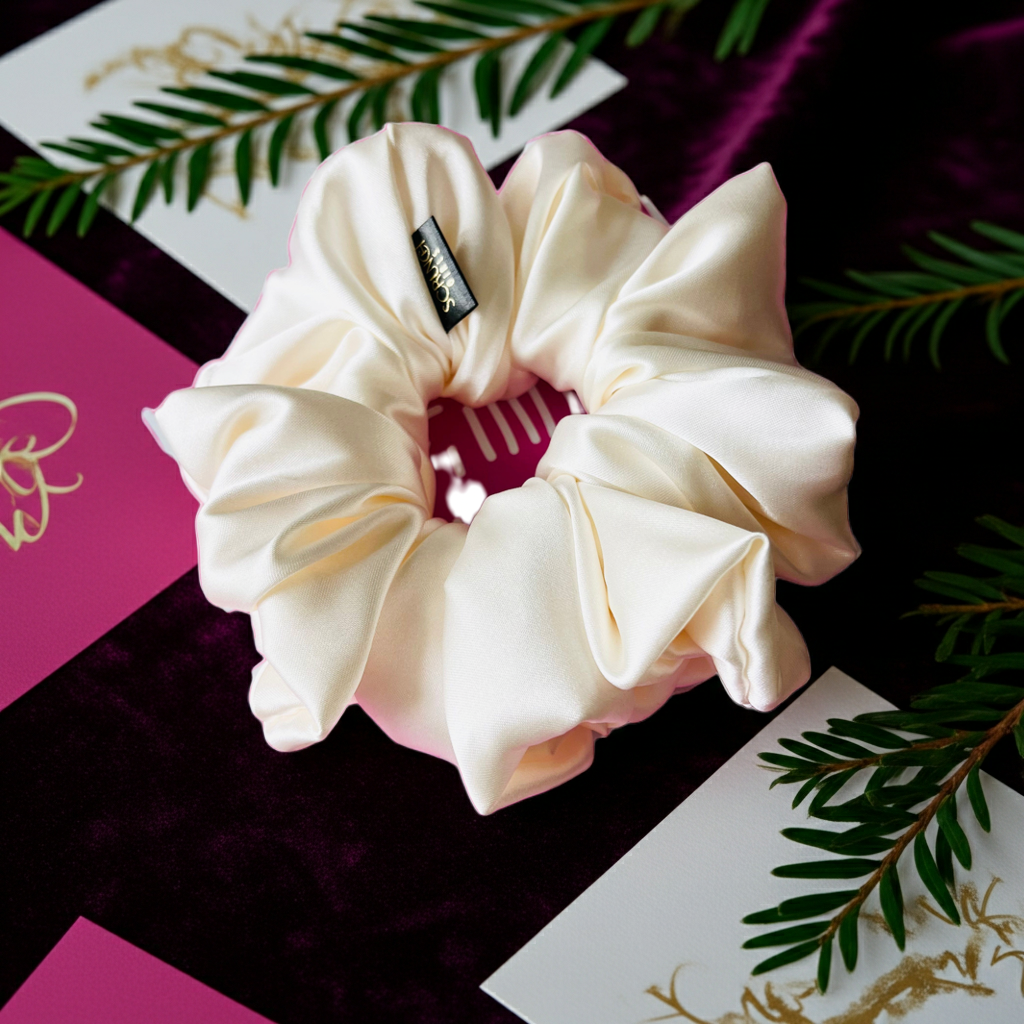 Soleil. | An Ivory Satin Scrunchie.