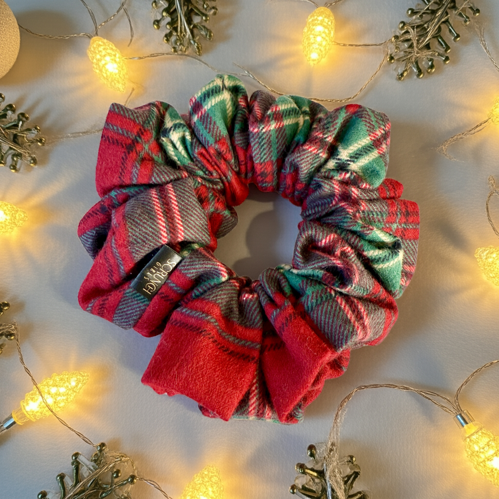Bridget. | Red and Green Plaid flannel Scrunchie