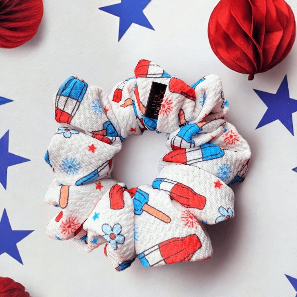 Jade. | a bom bump popped themed scrunchie, bullet fabric, perfect for gymnast, cheerleaders , dancers, or anybody who loves a glamorous scrunchie