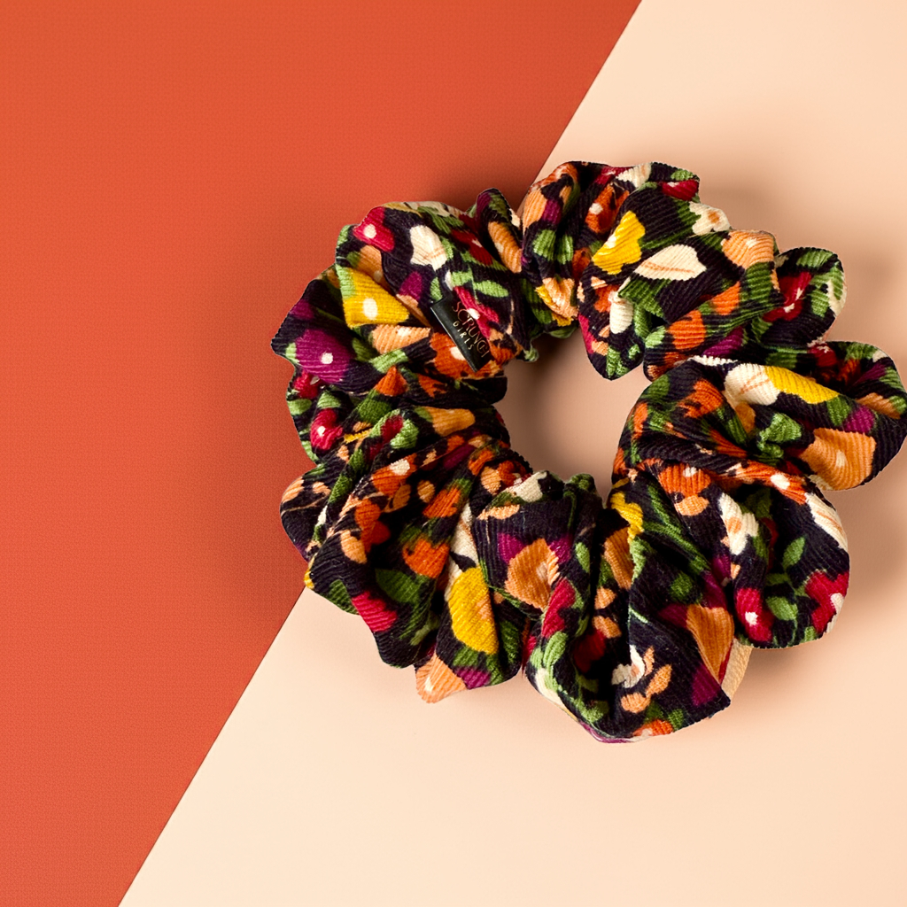 Maddison. | Corduroy Floral Print Scrunchie.