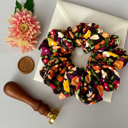 Maddison. | Corduroy Floral Print Scrunchie.
