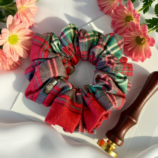 Bridget. | Red and Green Plaid flannel Scrunchie