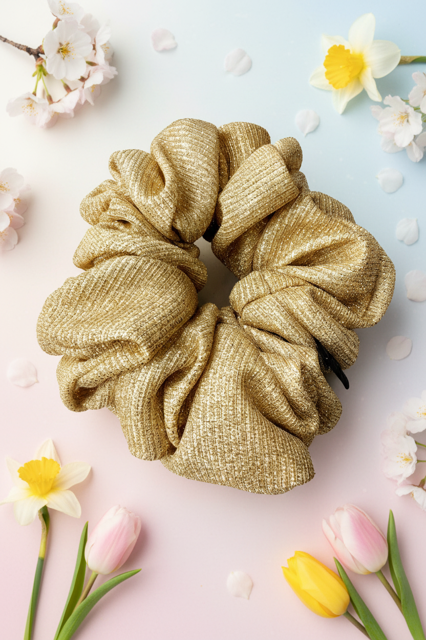 Eve. | Light gold glitter scrunchie.