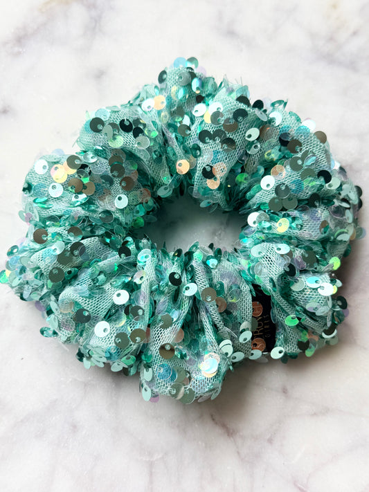 Sophia | An Aqua sequin Scrunchie.