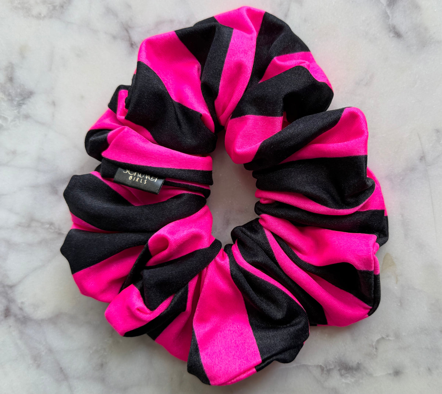 Freya | Black and Pink Spandex Halloween Scrunchie