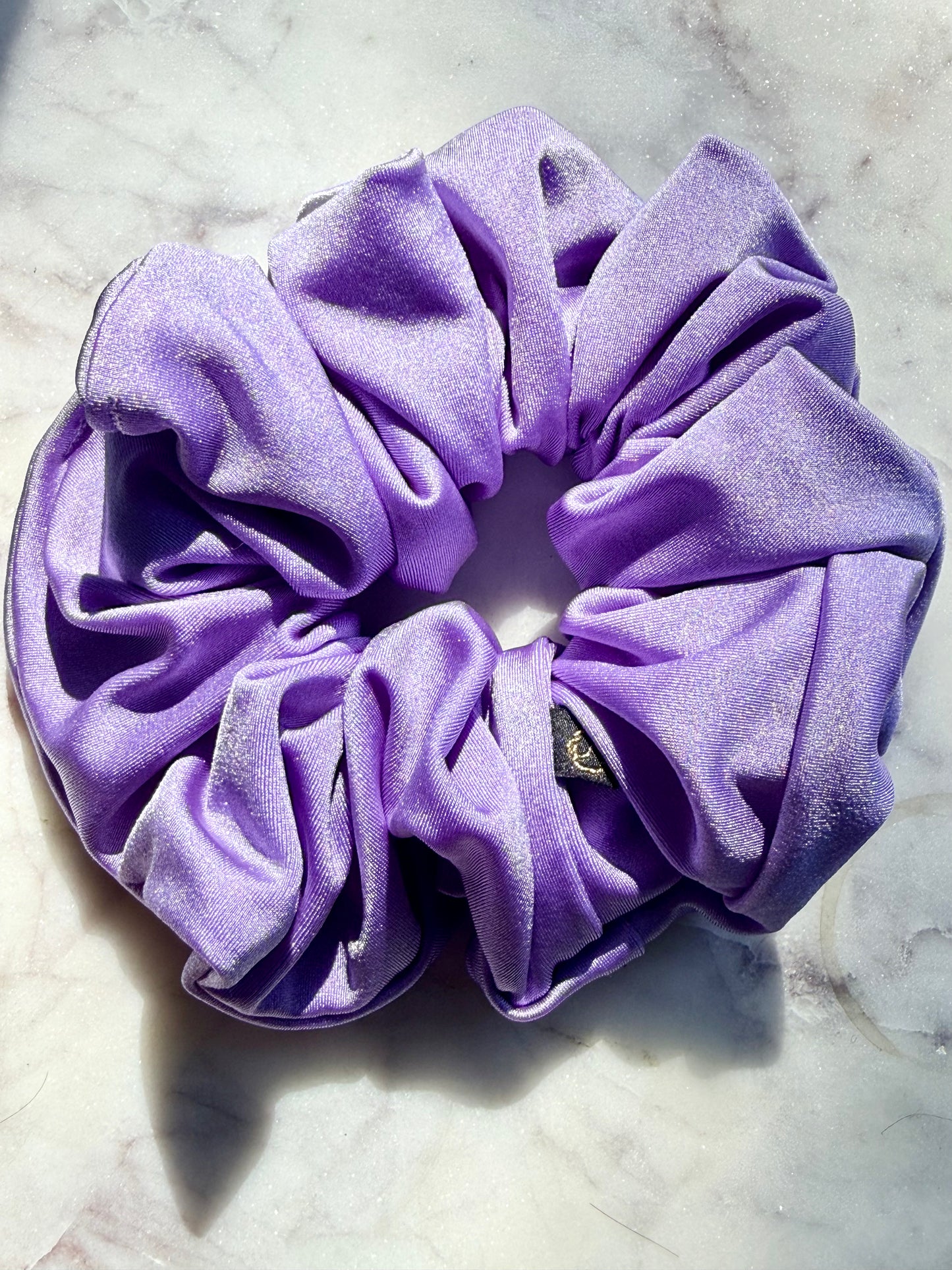Riley | pastel purple Spandex Scrunchie for gymnasts dancers cheerleaders