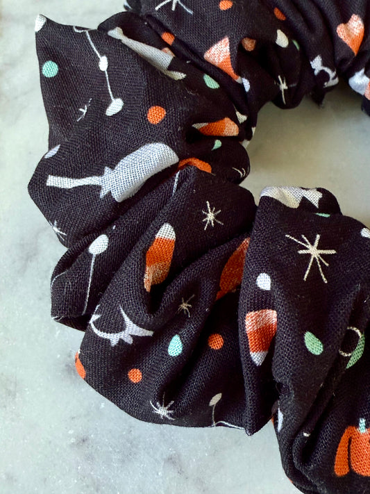 Amina | 100% Cotton Retro Halloween Candy Print Scrunchie.