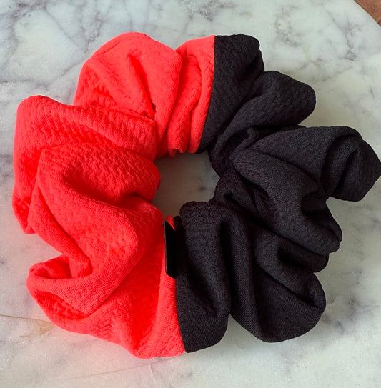 Rokia | Neon Orange and Black Bullet Fabric Scrunchie