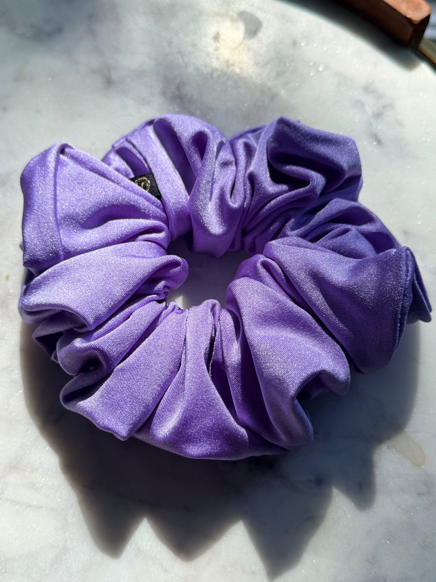Riley | pastel purple Spandex Scrunchie for gymnasts dancers cheerleaders