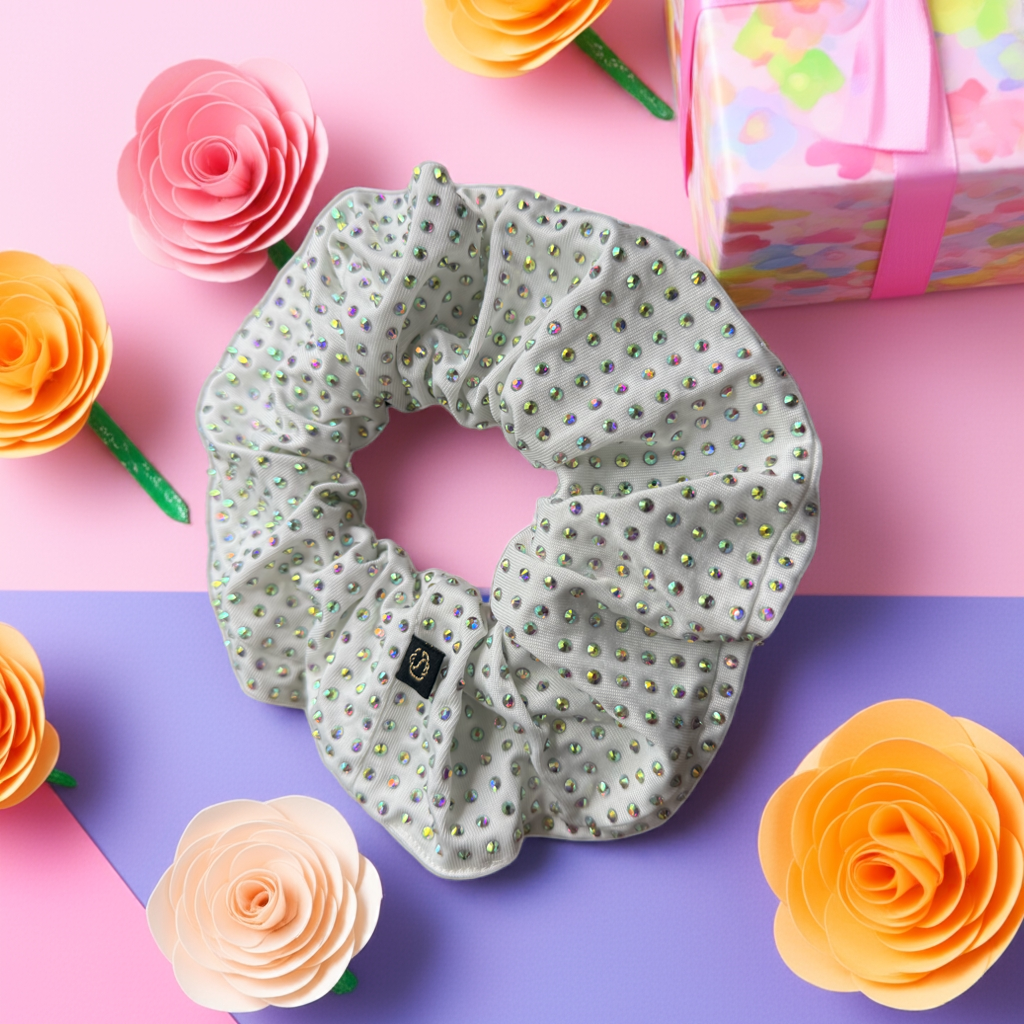 Nixon | White Rhinestone Scrunchie