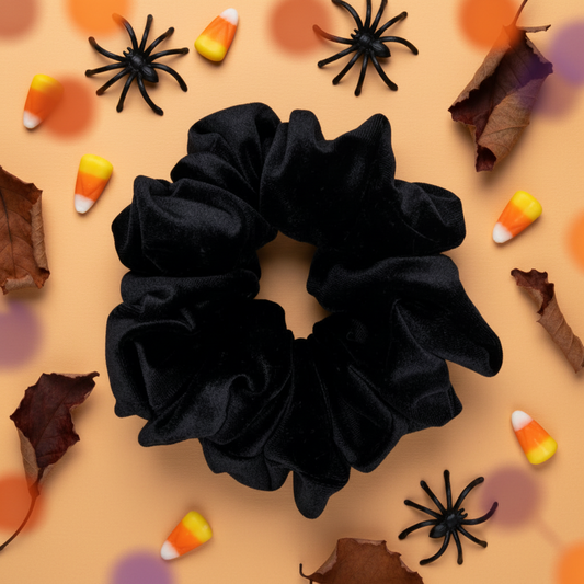 Vera. | a black stretch velvet scrunchie