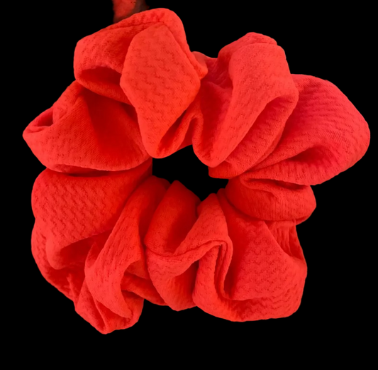 McKenzie. | Vibrant neon ORANGE stretch bullet fabric scrunchie bursting with fun!